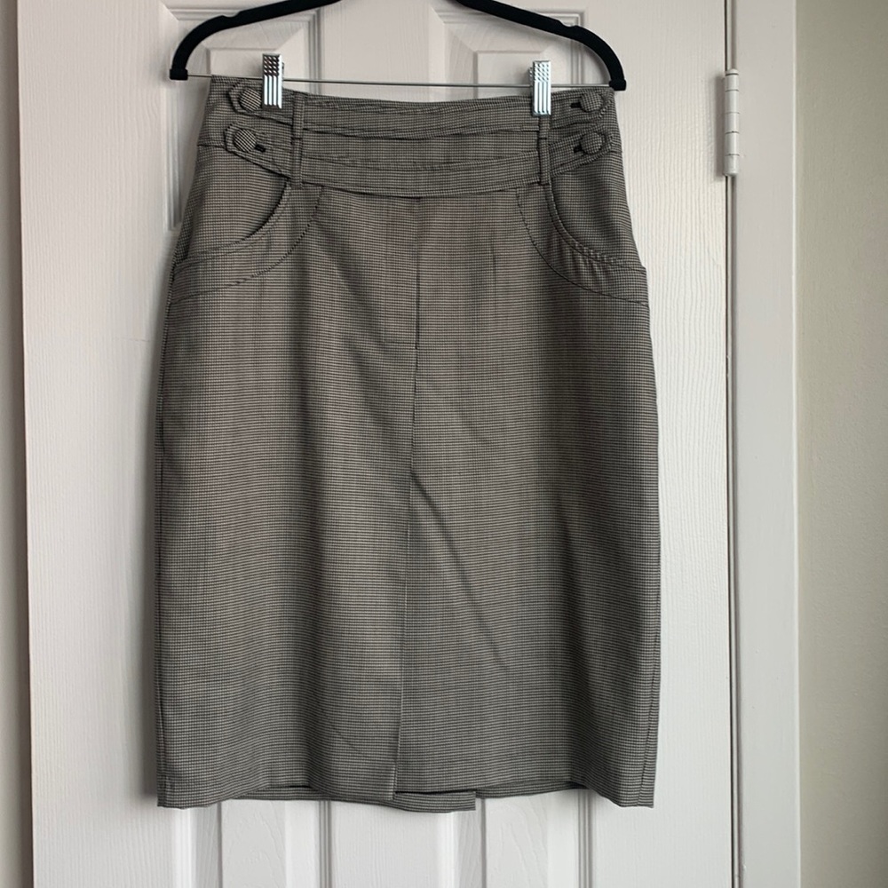 Sandra Angelozzi Wool Blend Micro Houndstooth Skirt